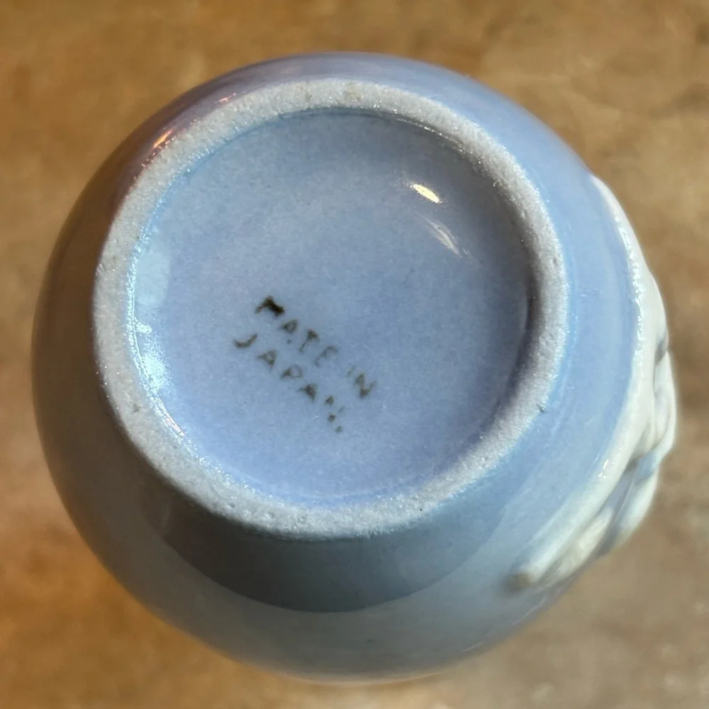 Vintage “pop” Greek inspired light blue vase made in Japan